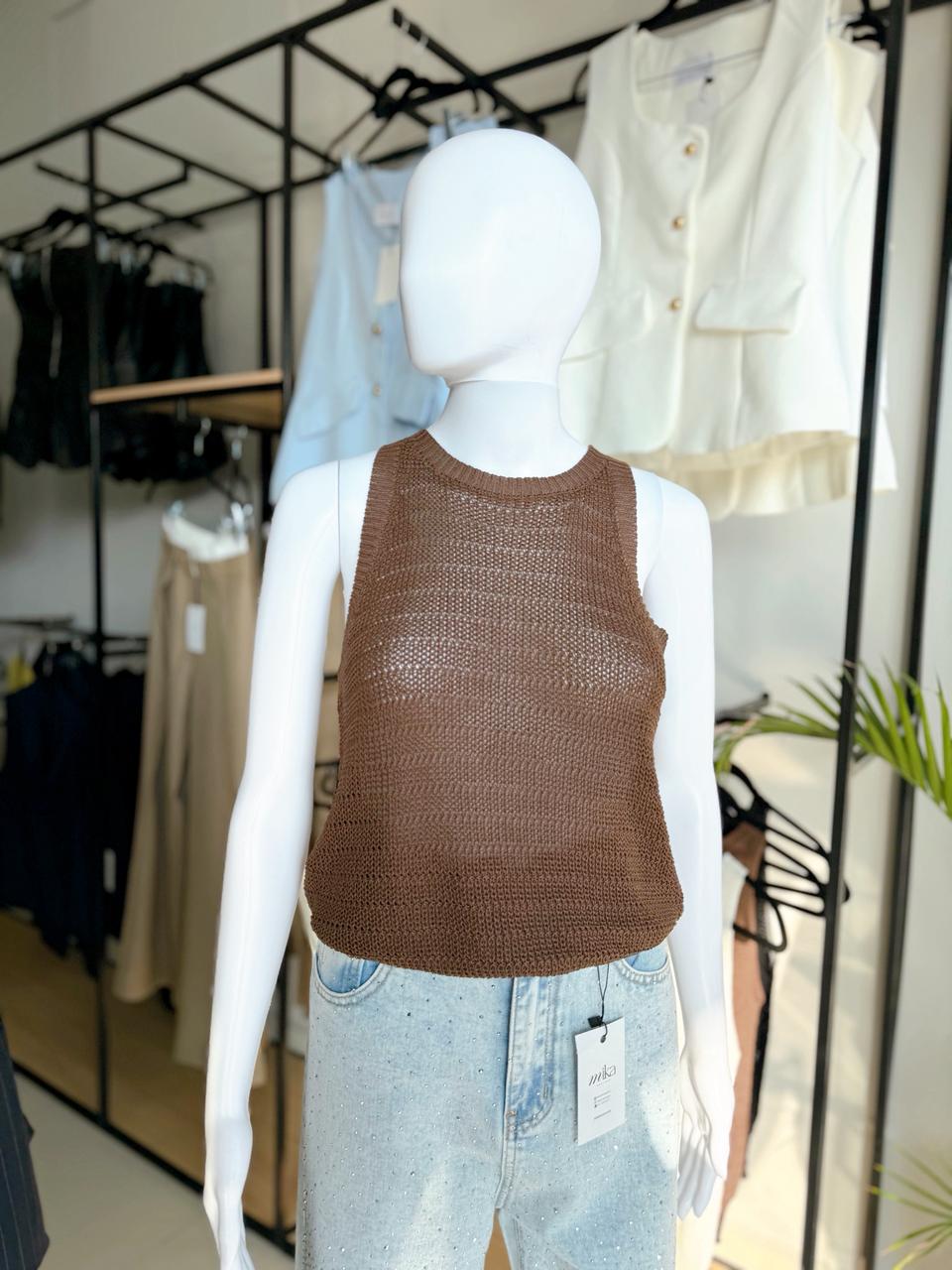Brown Crochet Top
