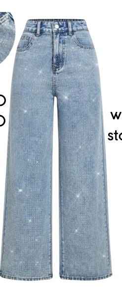 PANTALON DENIM CON BRILLOS