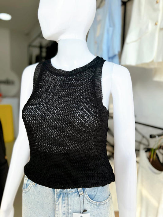 Black Crochet Top