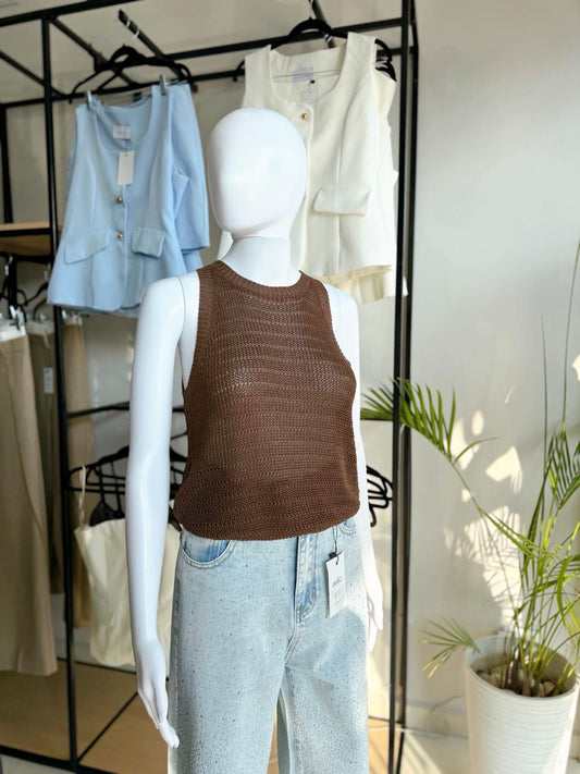Brown Crochet Top